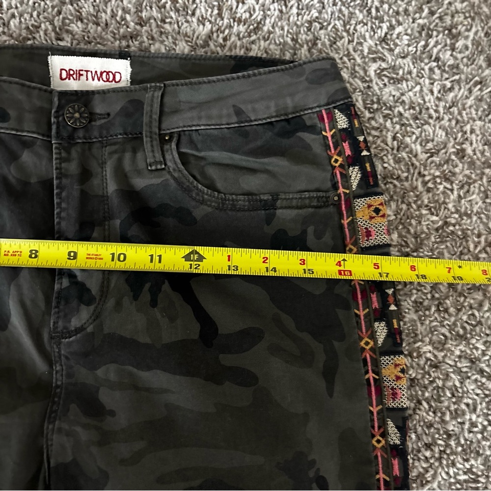 DRIFTWOOD High Rise Camouflage Jeans with Red and Orange Trim - Picture 4 of 14